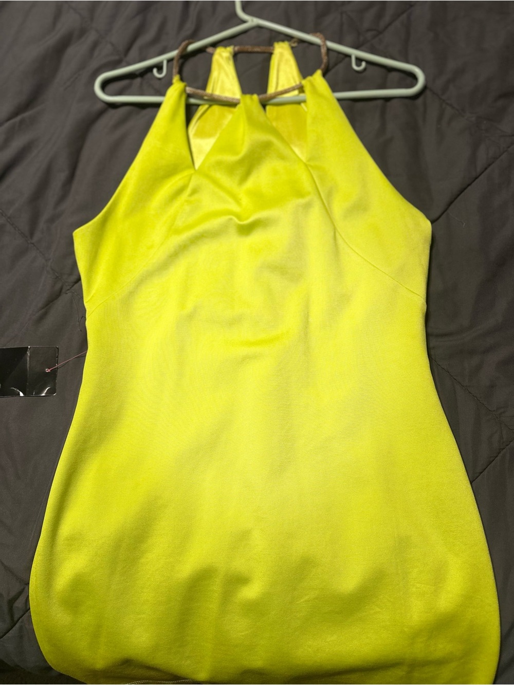 bebe Neon Yellow Halter Mini Dress